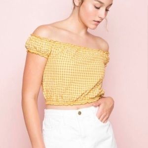 Brandy Melville Yellow Gingham Crop Top